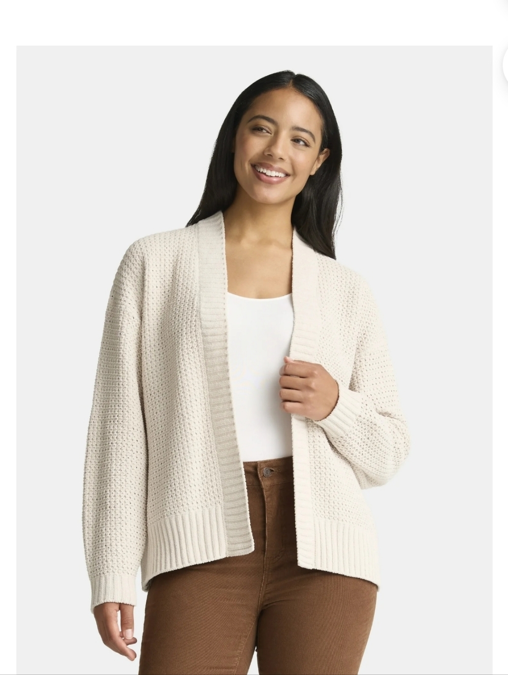 Time and Tru Women's and Women's Plus Chenille Cardigan Sweater, Midweight